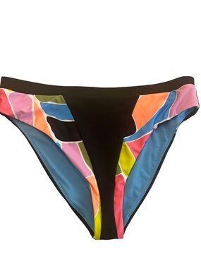 Speedo Women's Black Bikini Bottom with Multicolor Abstract  Panels. size XL